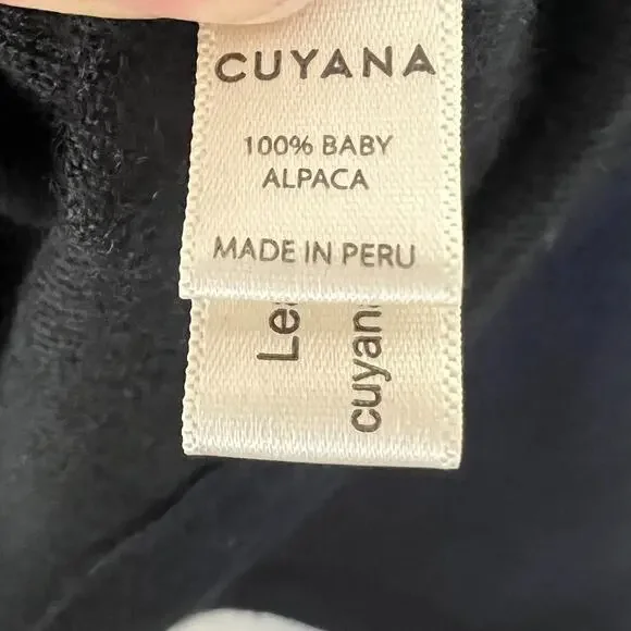 Cuyana Women's Size S M 100% Baby Alpaca Lagenlook Oversized Turtleneck Black